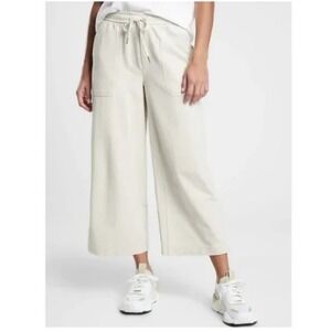 NWT Athleta Farallon Heathered Wide Crop Pants in Oatmeal Heather Size 24‎